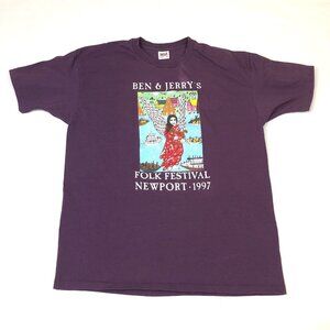 Vintage Ben & Jerry's Folk Festival Newport RI 1997 Single Stitch T-shirt 2XL